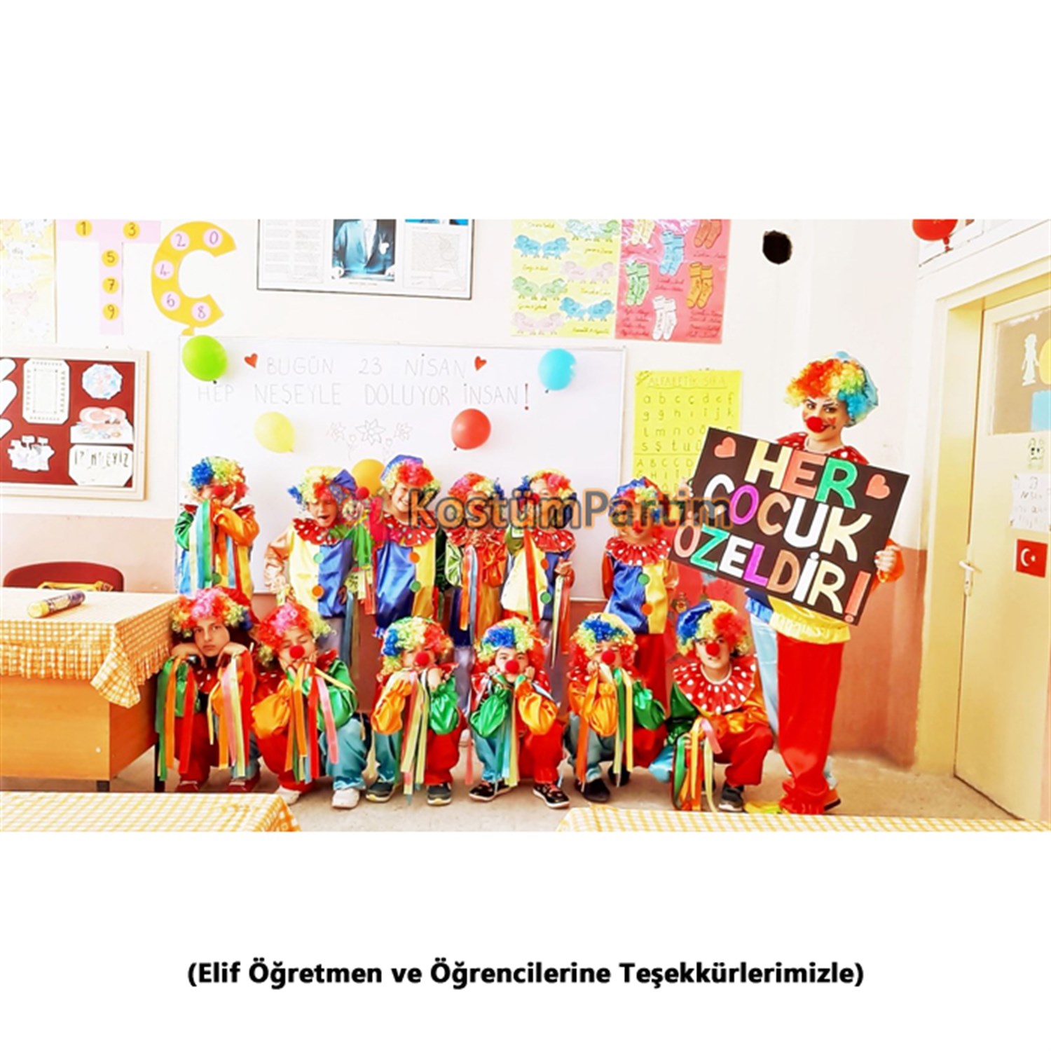 Çocuk Palyaço Kostümü İkili Takım