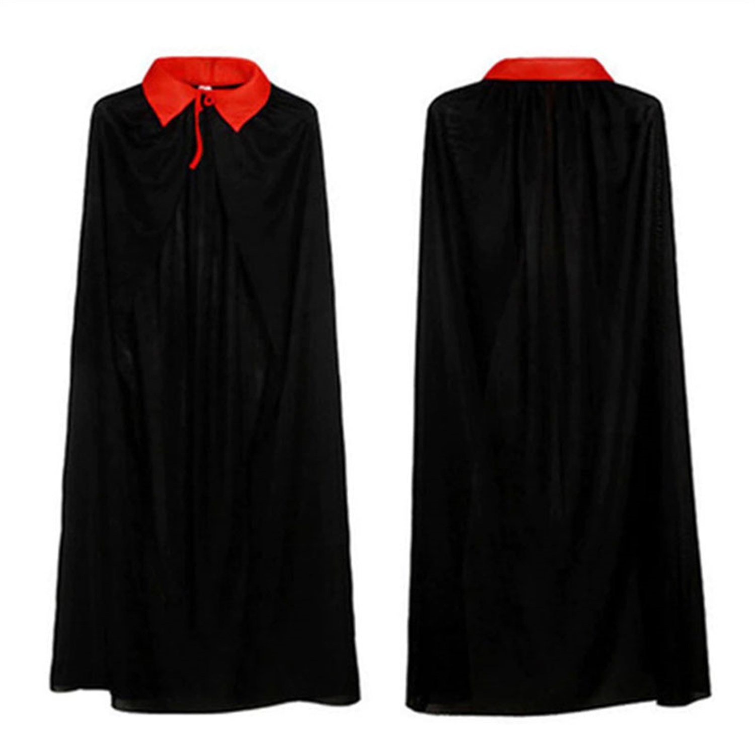 Dracula Pelerini Kırmızı Yakalı Saten 120cm 