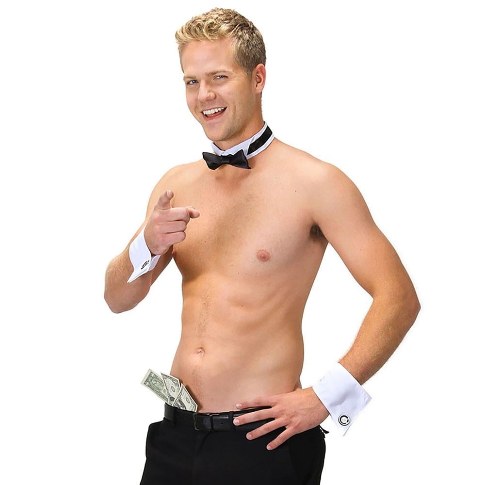 Erkek Playboy Seti, Beyaz Yakalı Papyon ve Kol Manşetleri