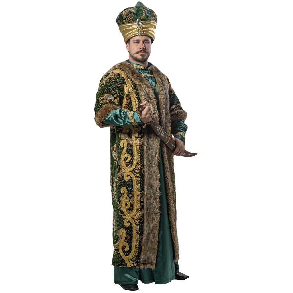 Fatih Sultan Mehmed Kıyafeti Yetişkin Erkek Osmanlı Padişah Kostümü Yeşil