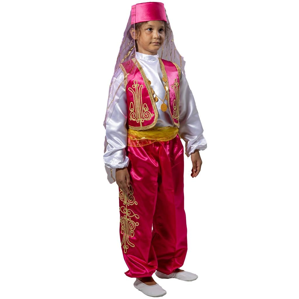 Halk Oyunları Elbisesi Pembe Kız Çocuk Kostümü