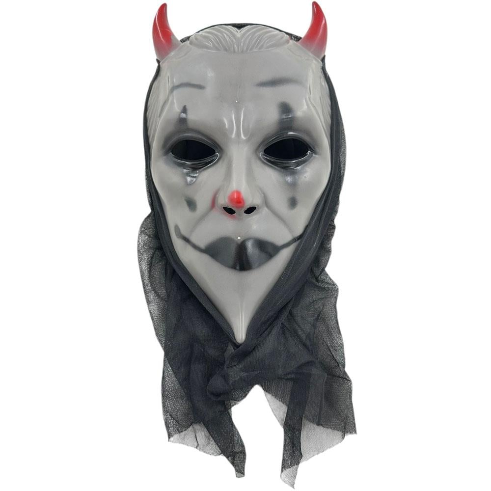 Kırmızı Boynuzlu Gri Şeytan Maske Maskeler KostümPartim® Kırmızı Boynuzlu Uzun Çeneli Gri Şeytan Maske - Korkutucu ve Etkileyici Aksesuar!