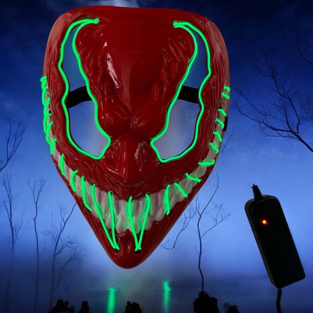 Led Işıklı Kırmızı Venom Maske Yeşil Işık