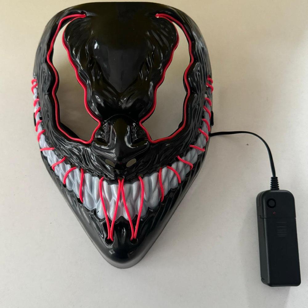 Led Işıklı Siyah Venom Maske Mor Işık