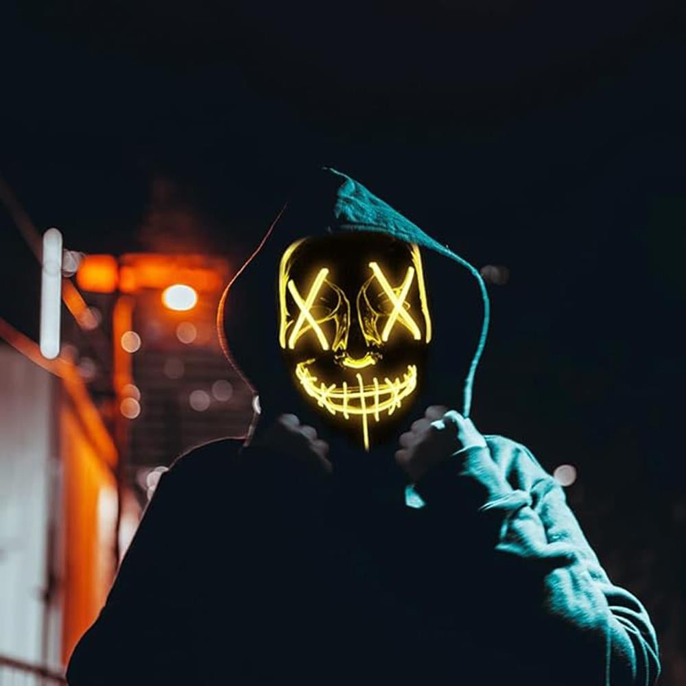 Led Işıklı VFor Vendetta Maske Sarı Anon Maskesi