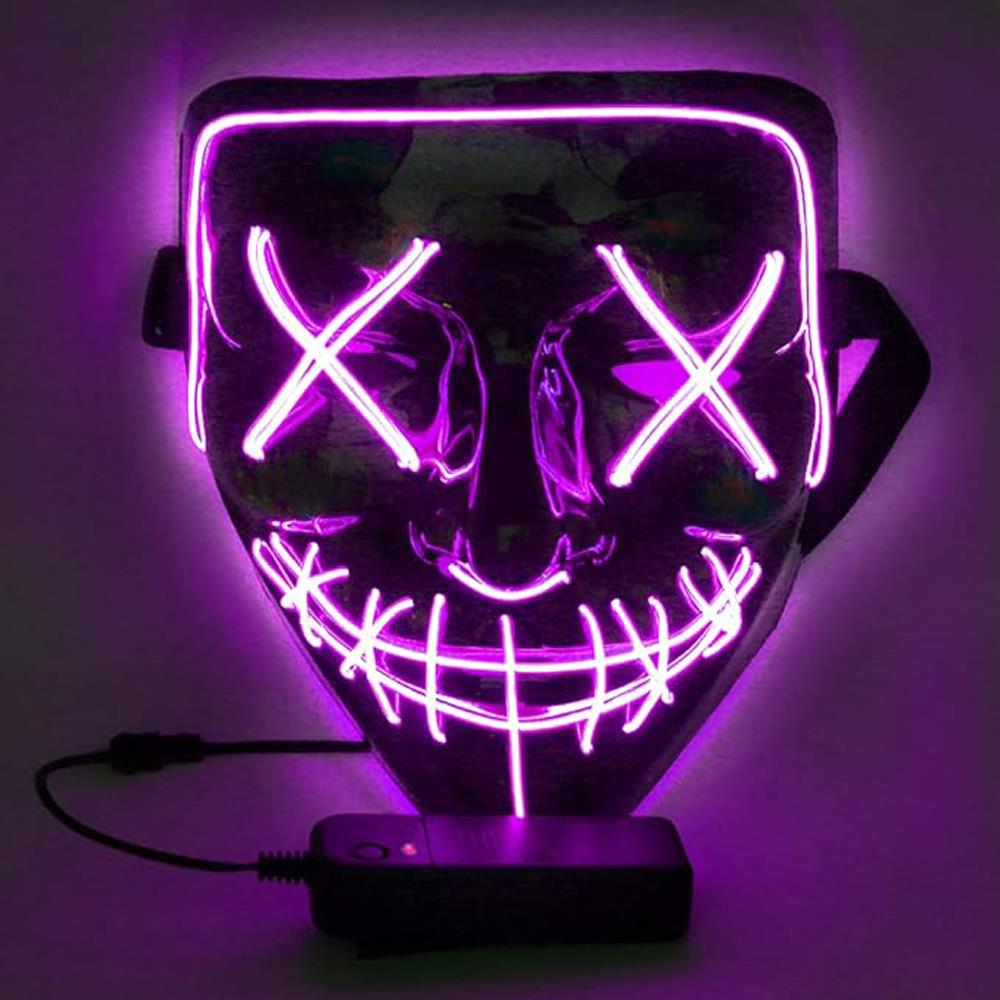 Led Işıklı VFor Vendetta Maske Mor Anon Maskesi