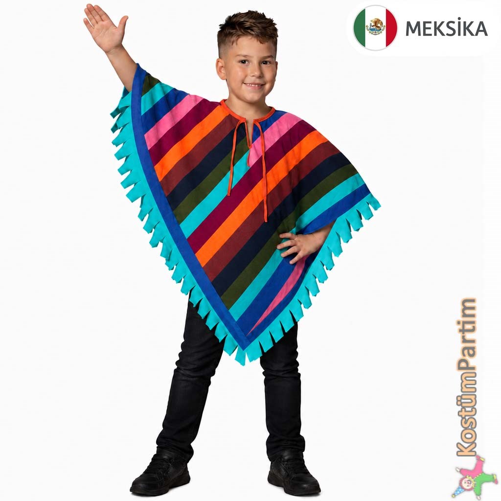 Meksika Kostümü Panço Erkek Çocuk Kıyafeti