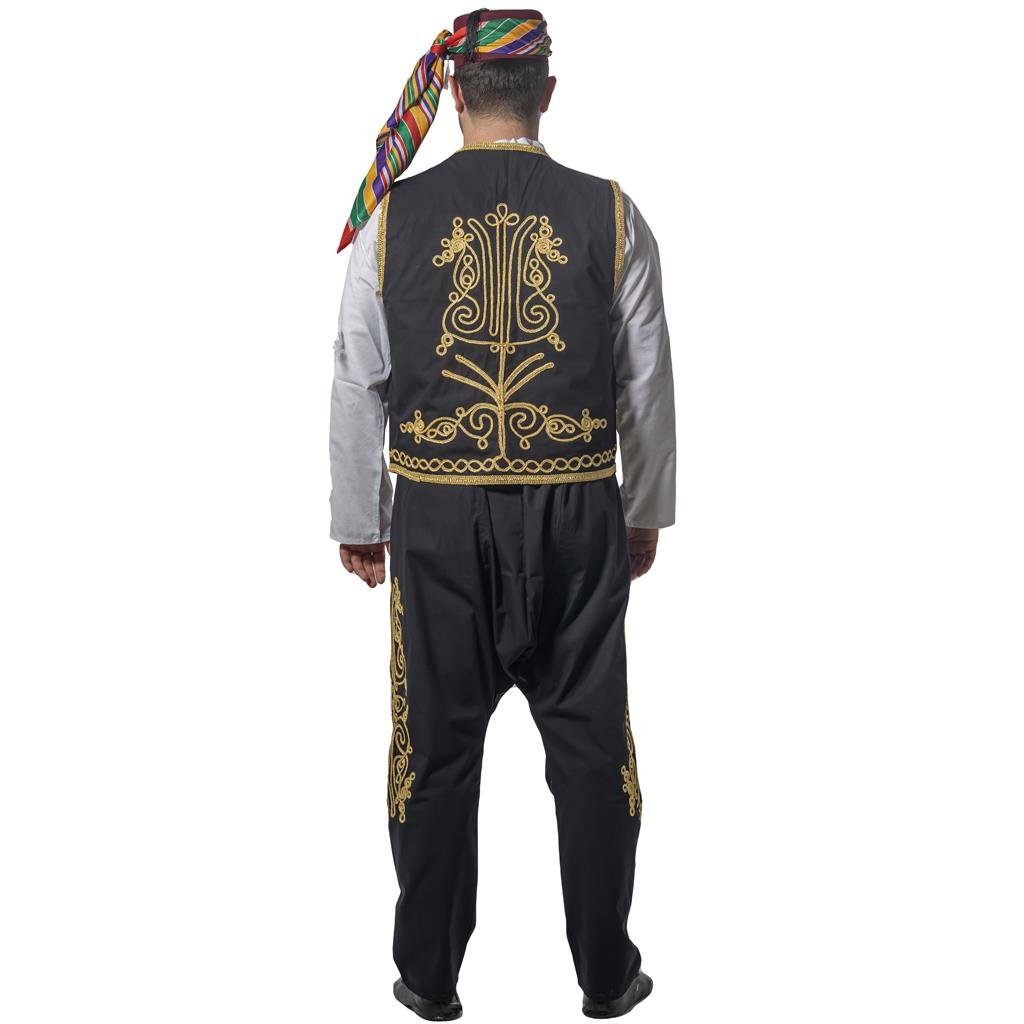 Nargileci Kostümü Yetişkin Ramazan Satıcı Kıyafeti Osmanlı İşlemeli Siyah