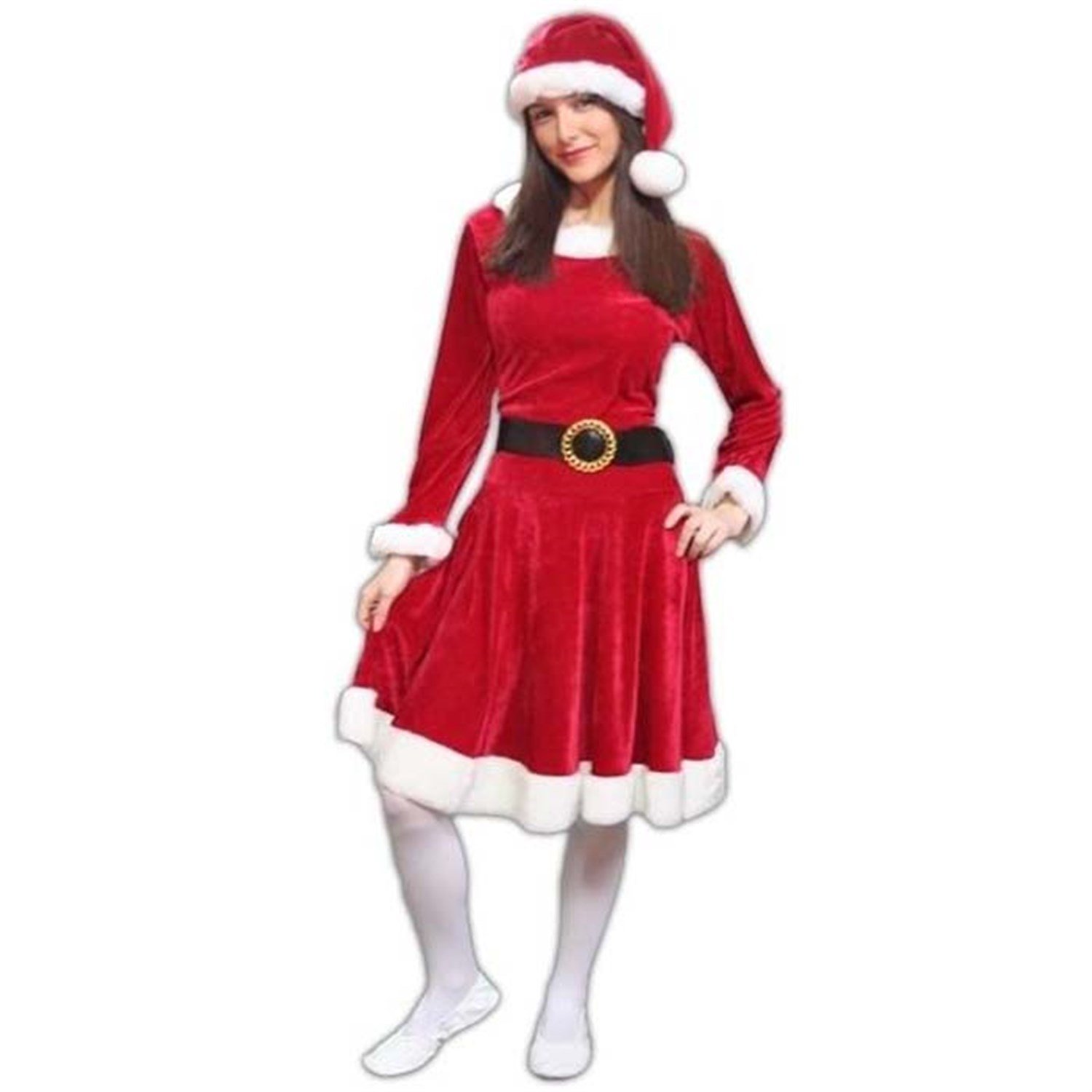 Noel Anne Kostümü Kadife Uzun EtekliNoel Anne Kostümleri