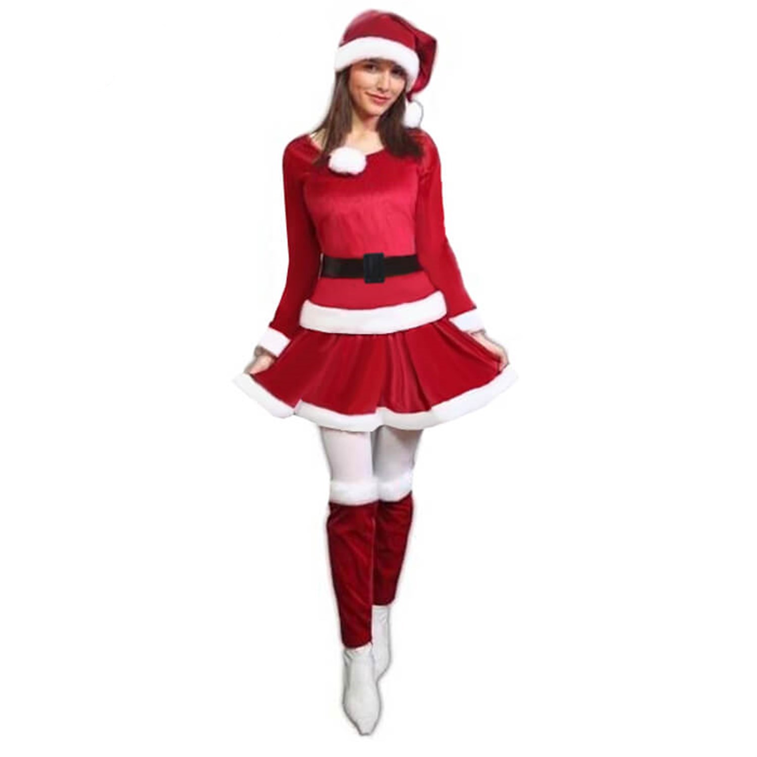 Noel Anne Kostümü Polar Etek Bluz + Çizmelik Konç