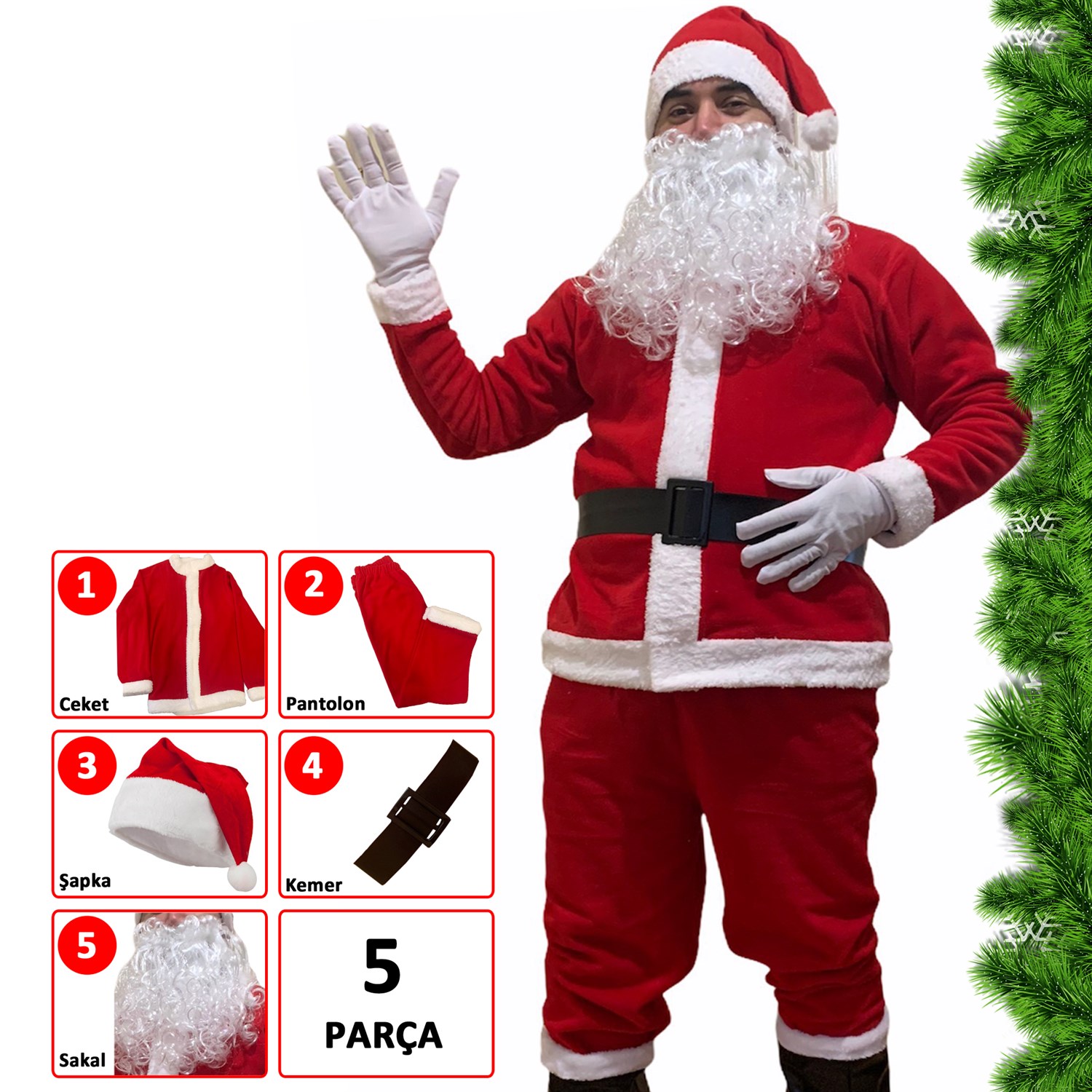 Noel Baba Kostümü Polar Lüks