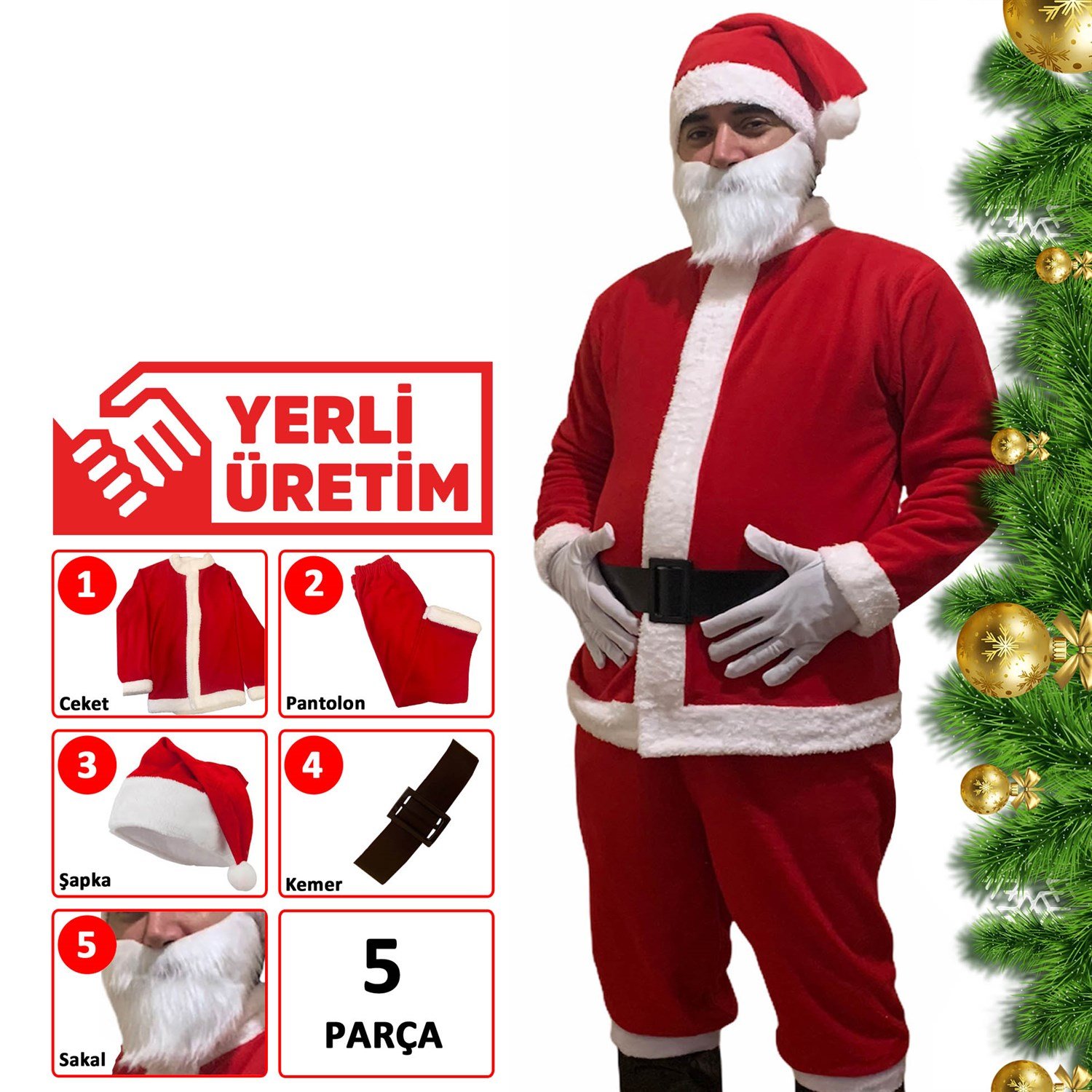 Noel Baba Kostümü Polar Yetişkin