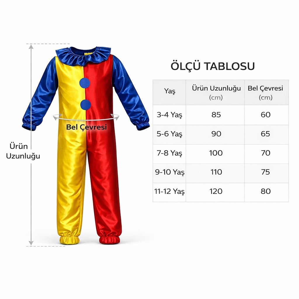 Palyaço Kostümü Çocuk Tulum Kıyafeti