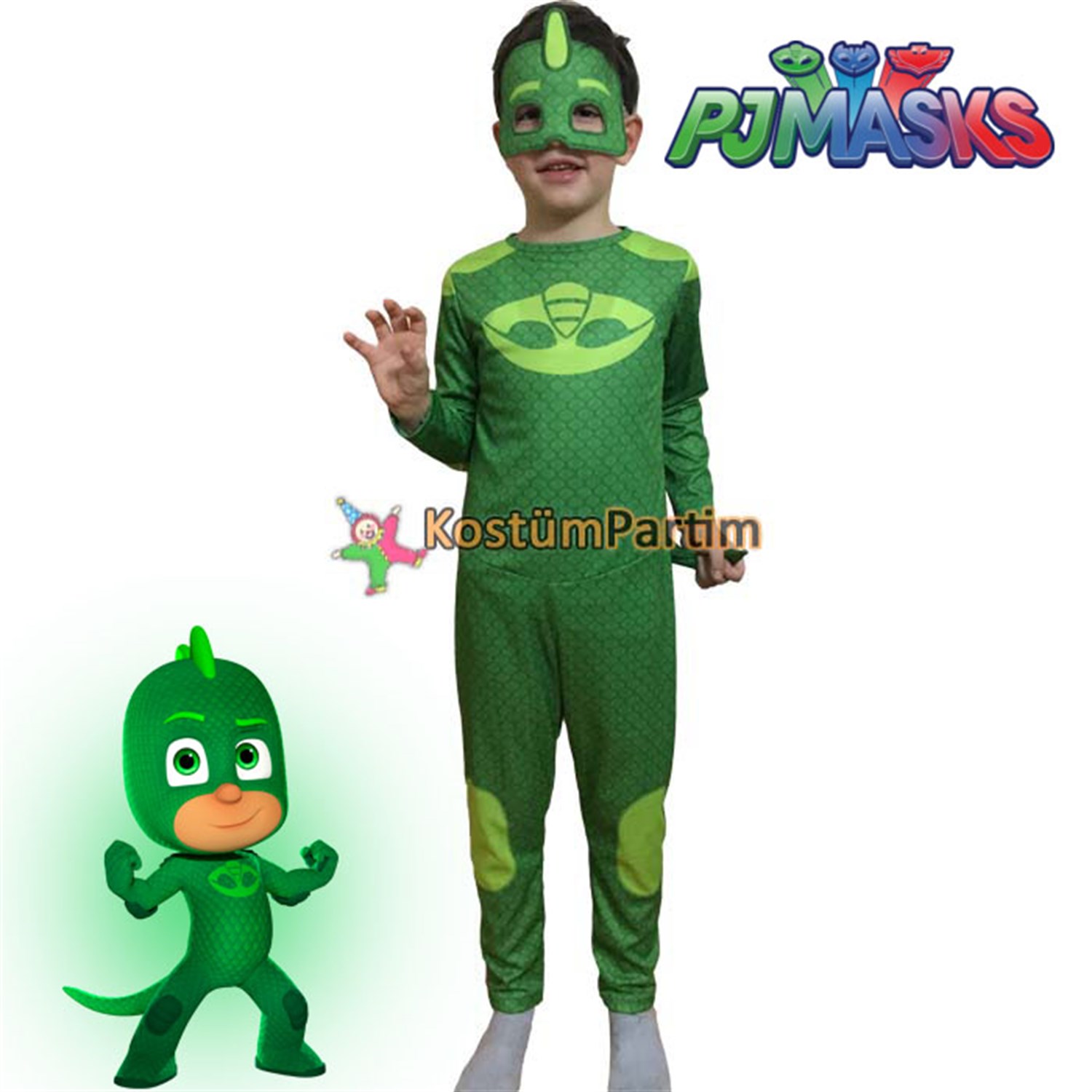Pijamaskeliler Kertenkele Kostümü, PJMask Gekko Kıyafeti