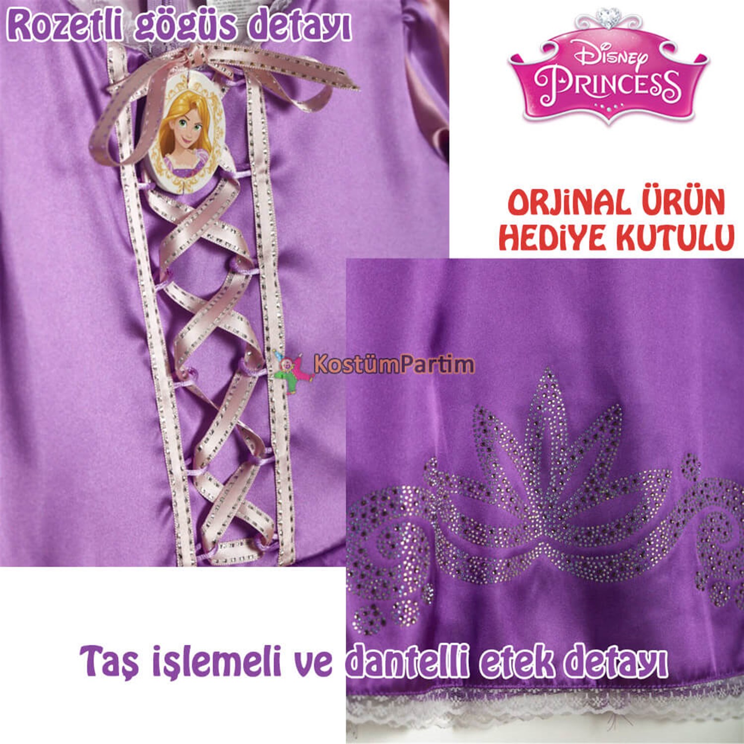 Prenses Rapunzel Kostümü (Disney Lisanslı)