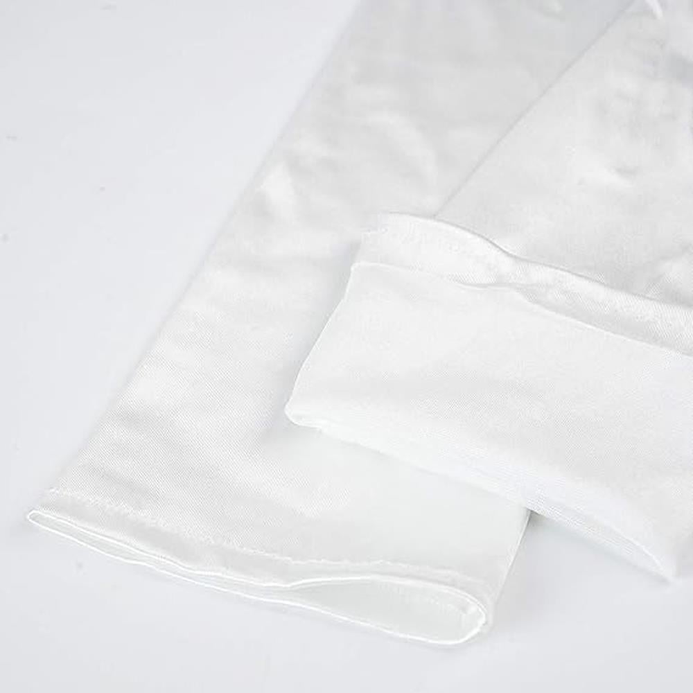 Saten Eldiven Uzun Beyaz