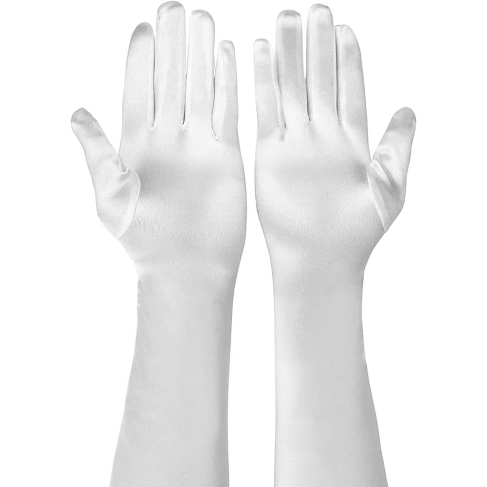 Saten Eldiven Uzun Beyaz