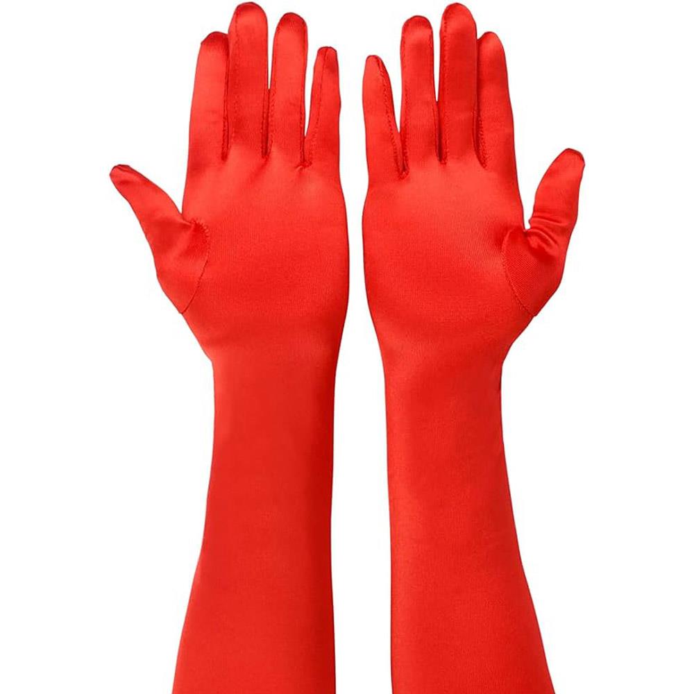 Saten Eldiven Uzun Kırmızı