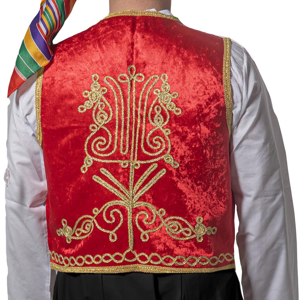 Osmanlı İşlemeli Yelek Kırmızı Yetişkin Şerbetçi Yeleği