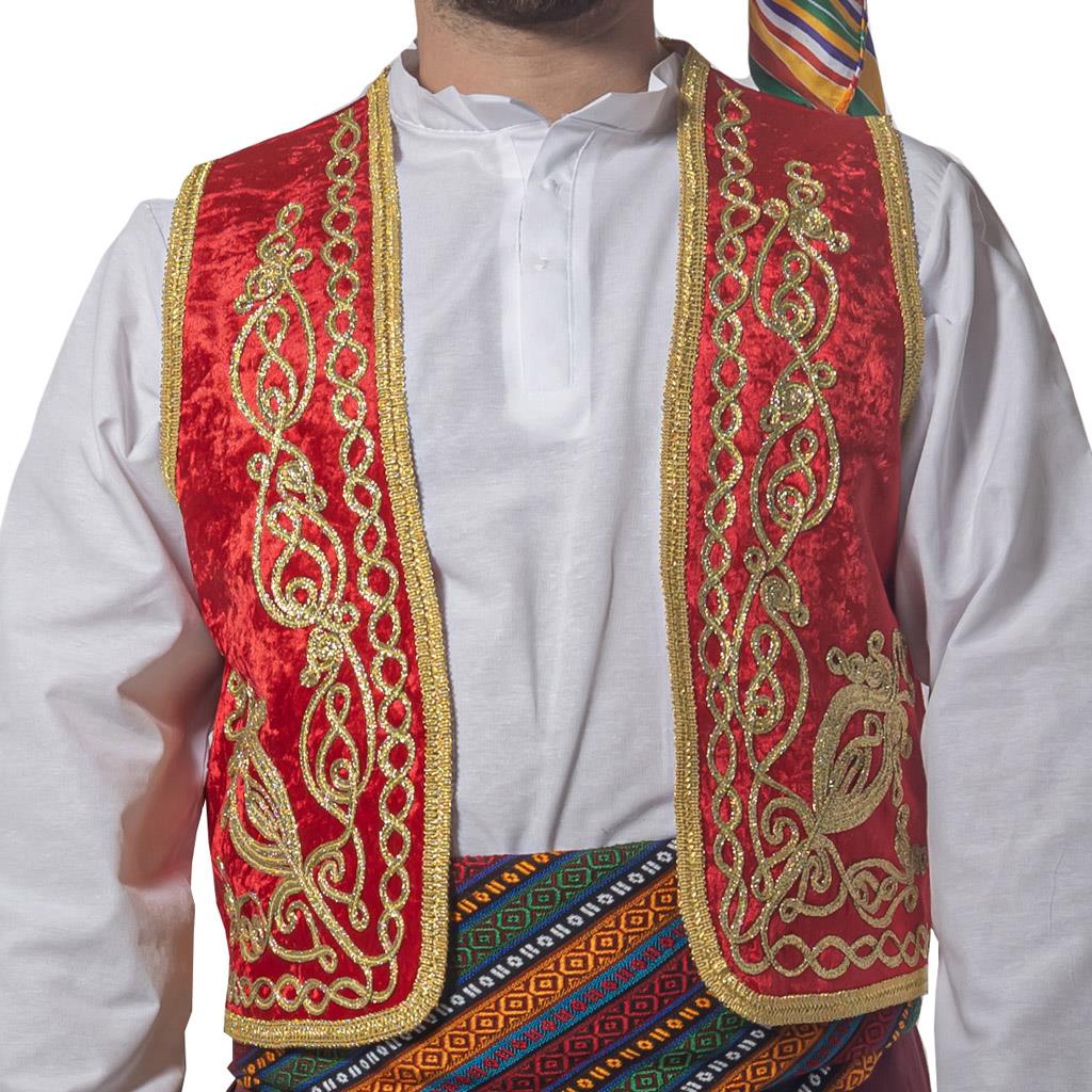 Osmanlı İşlemeli Yelek Kırmızı Yetişkin Şerbetçi Yeleği