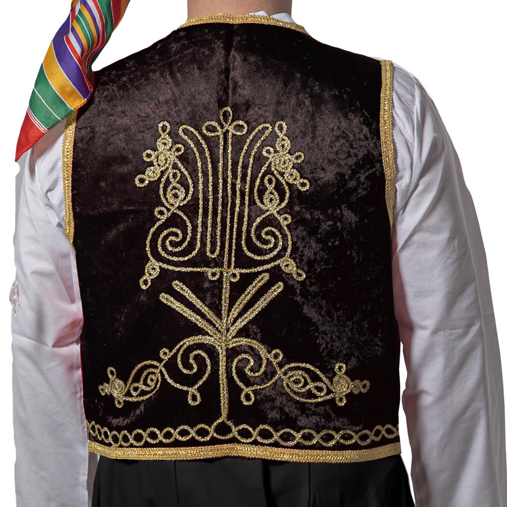 Osmanlı İşlemeli Yelek Siyah Yetişkin Nargileci Yeleği