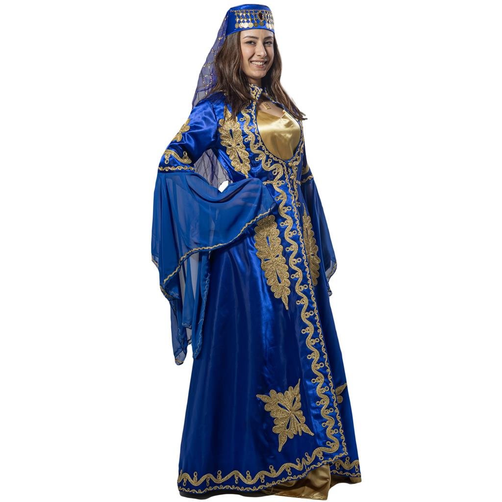 Valide Sultan Kostümü Yetişkin Kadın Klasik Bindallı Kıyafeti Saks Mavi