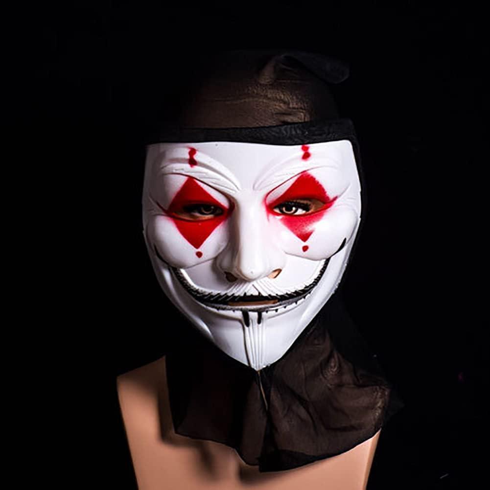 Kapüşonlu V For Vendetta Maskesi – Plastik Bay V Maske (Siyah Kapüşonlu)