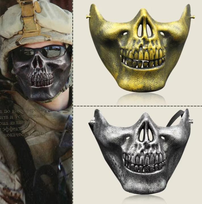 Yarım Yüz İskelet Ağız Maskesi Gümüş