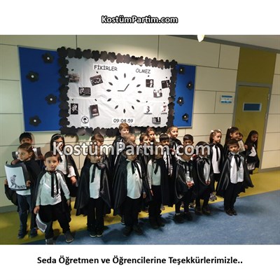 10 Kasım Atatürk Anma Töreni Siyah Çocuk Pelerini (Oval)