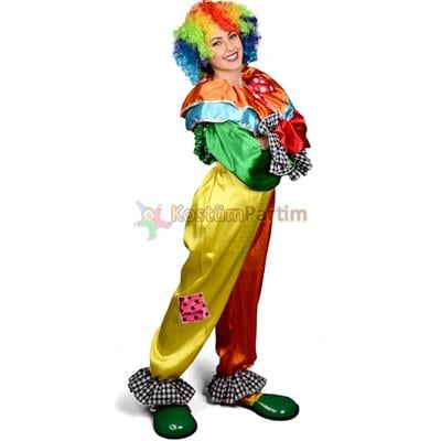 Askılı İkili Takım Yetişkin Palyaço Kıyafeti