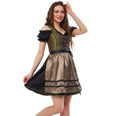 Tafta Dirndl Elbise 3 Parçalı Kadın Bavyera Oktoberfest Kıyafeti 429