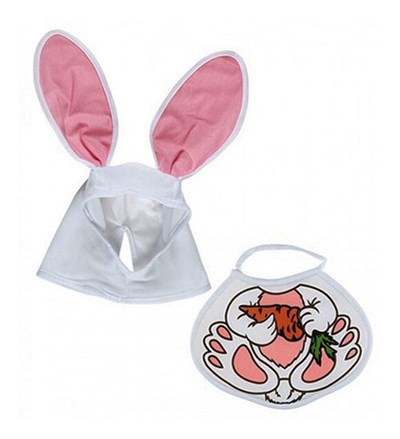 Bebek Tavşan Kostüm Şapkası ve Önlük Seti