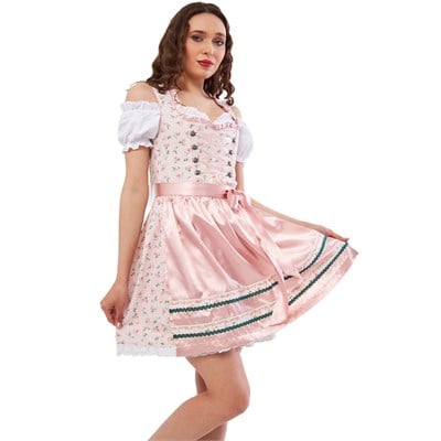 Çiçek Desenli Pamuk Dirndl Elbise 3 Parçalı Kadın Bavyera Oktoberfest Kıyafeti 436