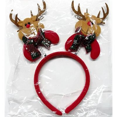 Çift Geyik Ekose Atkılı Yaylı Yılbaşı Tacı