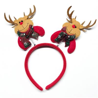 Çift Geyik Ekose Atkılı Yaylı Yılbaşı Tacı