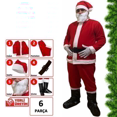 Çizmeli Noel Baba Kıyafeti Polar Yetişkin