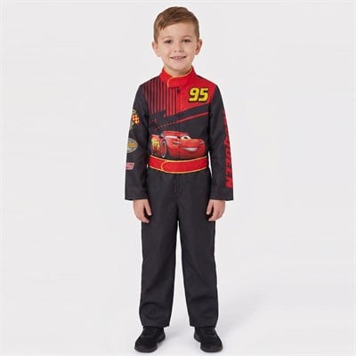 Disney Cars Şimşek McQueen Çocuk Kostümü Siyah Tulum Piston Cup Yarış Kostümü