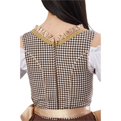 Ekose Şampanya Dirndl Elbise Kadın Bavyera Oktoberfest Kıyafeti 011