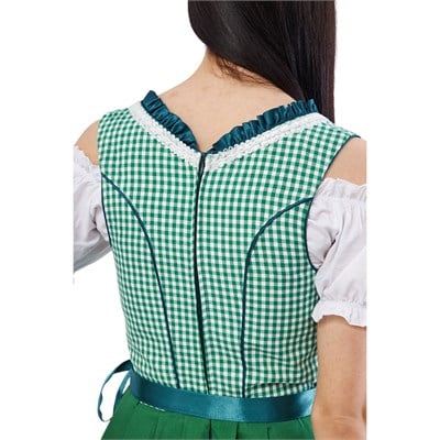 Ekose Yeşil Dirndl Elbise Kadın Bavyera Oktoberfest Kıyafeti 011
