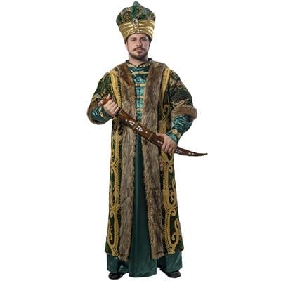 Fatih Sultan Mehmed Kıyafeti Yetişkin Erkek Osmanlı Padişah Kostümü Yeşil