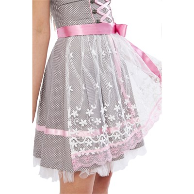 Gri Pembe Dantelli Dirndl Elbise Kadın Bavyera Oktoberfest Kıyafeti 201
