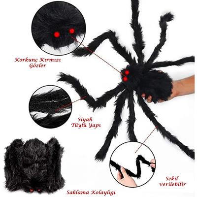 Halloween Büyük Örümcek Dekor 75cm
