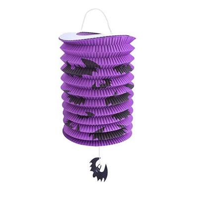 Halloween Kağıt Fener Asma Süs Mor Yarasa