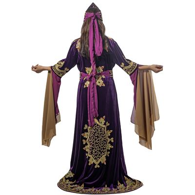 Hatice Sultan Kıyafeti Yetişkin Kadın Lüks Kadife Bindallı Elbisesi Mor