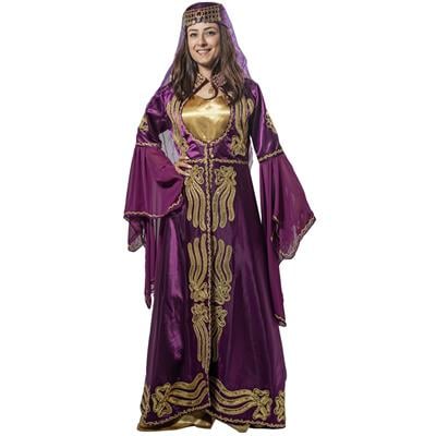 Hatice Sultan Kostümü Yetişkin Kadın Klasik Bindallı Kıyafeti Mor