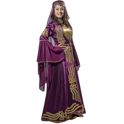 Hatice Sultan Kostümü Yetişkin Kadın Klasik Bindallı Kıyafeti Mor