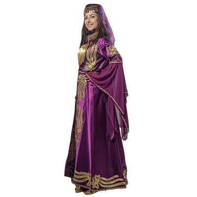 Hatice Sultan Kostümü Yetişkin Kadın Klasik Bindallı Kıyafeti Mor