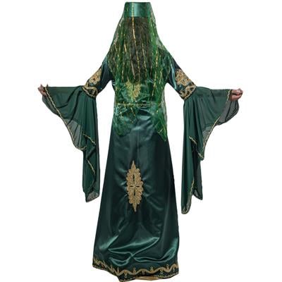 Hürrem Sultan Kostümü Yetişkin Kadın Klasik Bindallı Kıyafeti Zümrüt Yeşili
