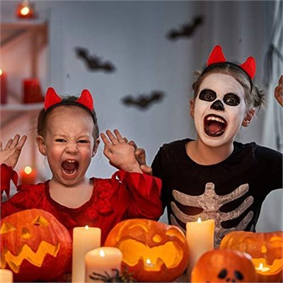 Işıklı Şeytan Boynuzlu Taç Halloween Kırmızı Şeytan Tacı Çocuk ve Yetişkin