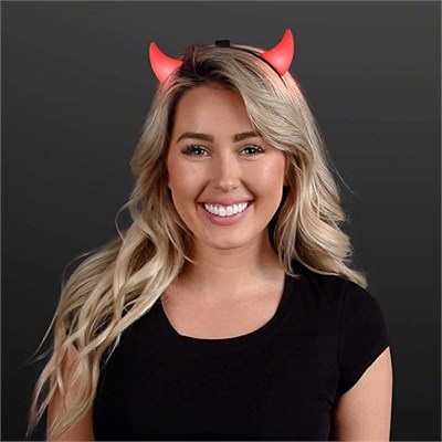 Işıklı Şeytan Boynuzlu Taç Halloween Kırmızı Şeytan Tacı Çocuk ve Yetişkin